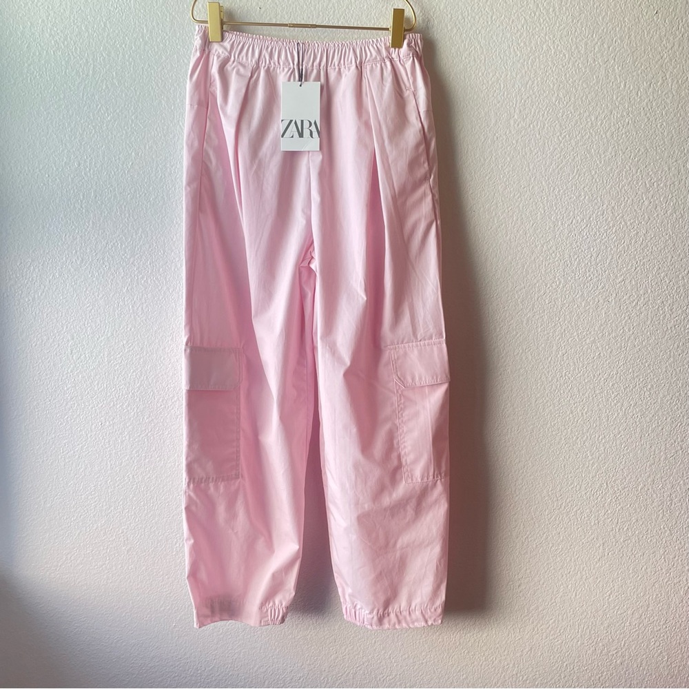 NWT girls ZARA pink technical cargo pants size 13/14y